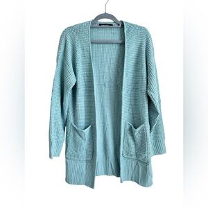 MeroKeety Soft Coastal Blue Open-Front Cardigan
